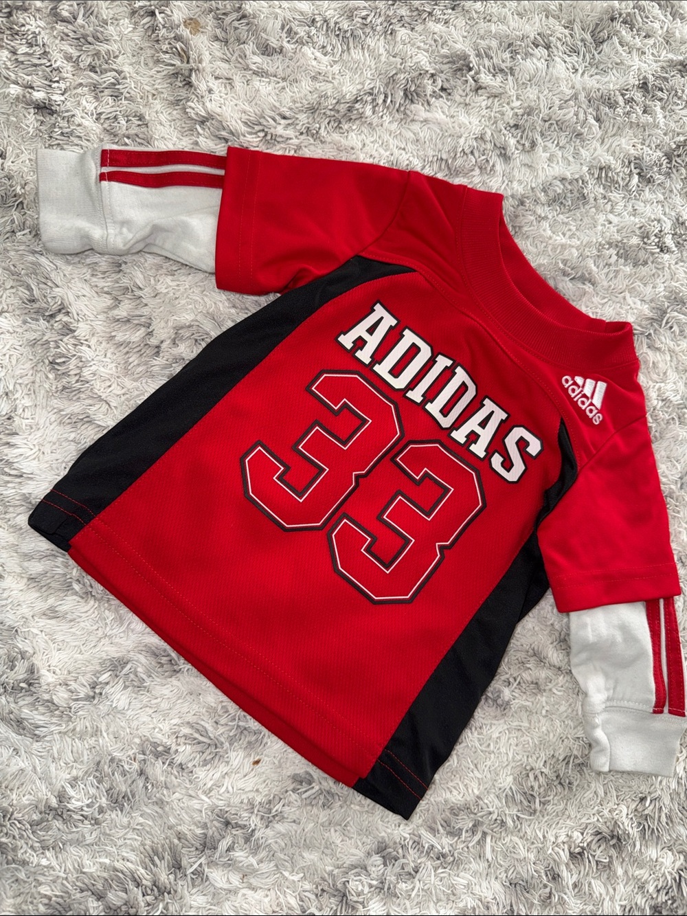3M Adidas Kids' Red '33' Athletic layered jersey